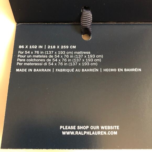 Ralph Lauren Organic Cotton Percale Palmer Full Flat Sheet White Pale Sky Blue - Picture 9 of 10